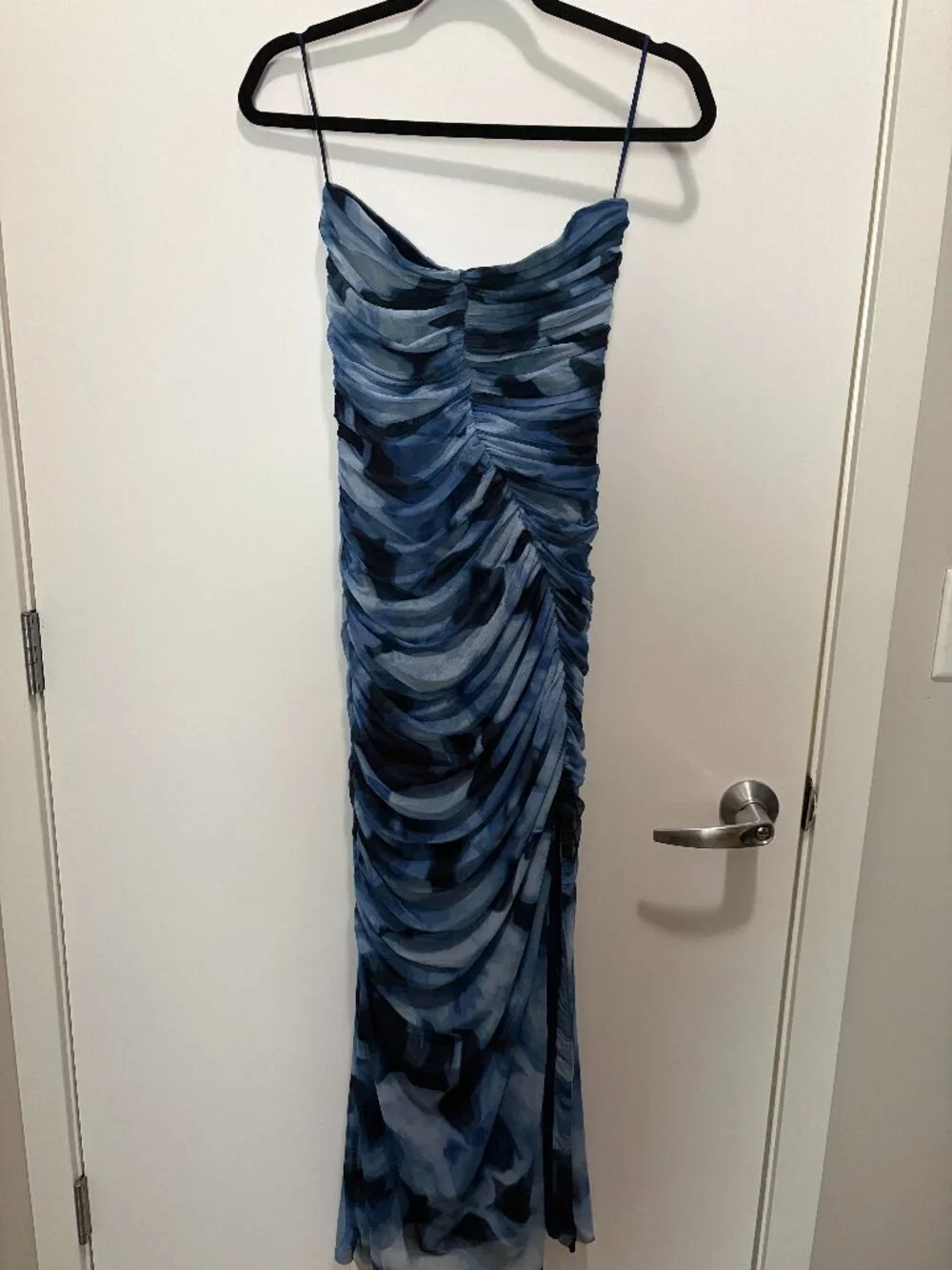 NWT Abercombie & Fitch Strapless Ruched Mesh Maxi Dress